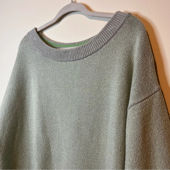 FREE PEOPLE Street Fair Lime Grey Oversized Tunic Sweater - Picture 5 of 10